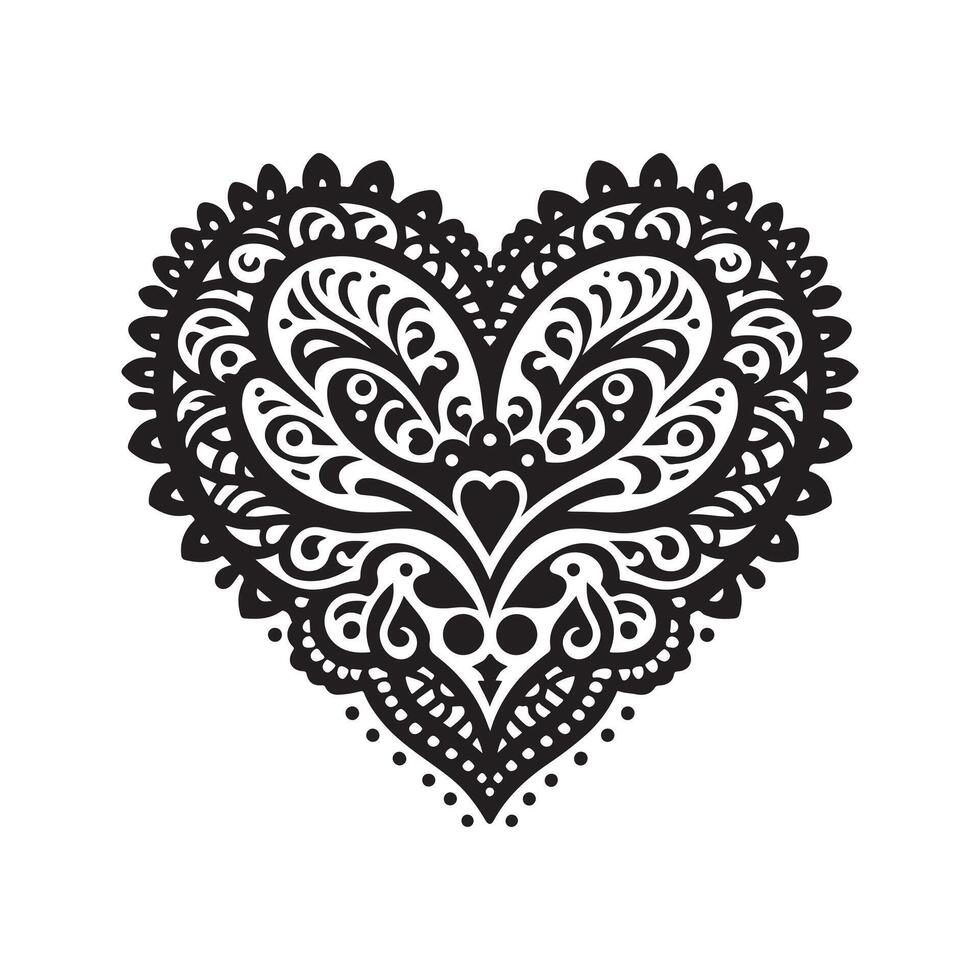 Lace Heart Doily Black for Cards vector