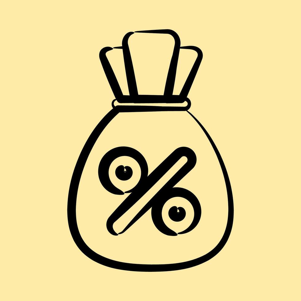 Icon interest rate. Economy elements. Icon in hand drawn style. vector