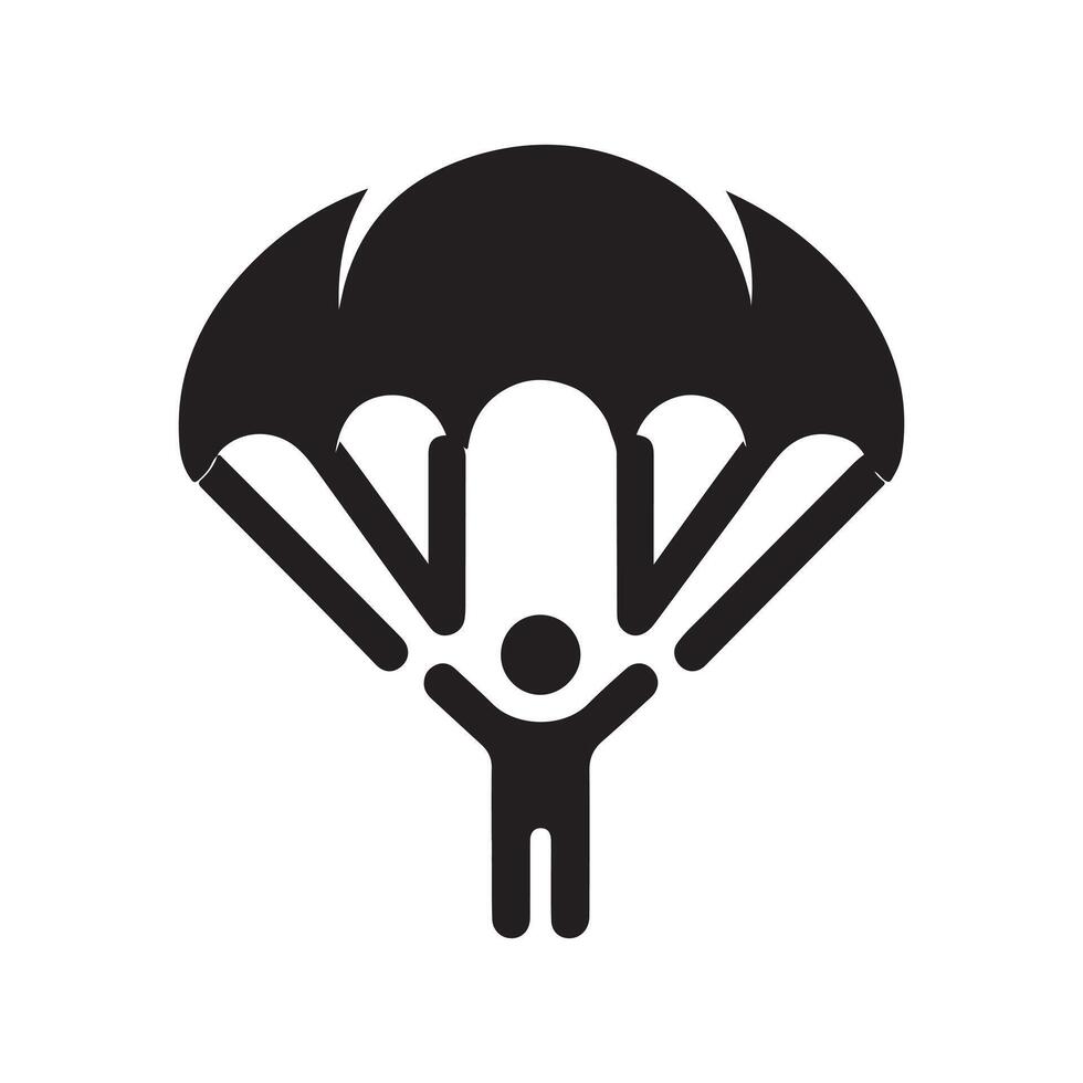Parachute Landing Silhouette Clipart vector