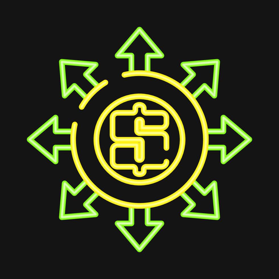 Icon money flow. Economy elements. Icon in neon style. vector