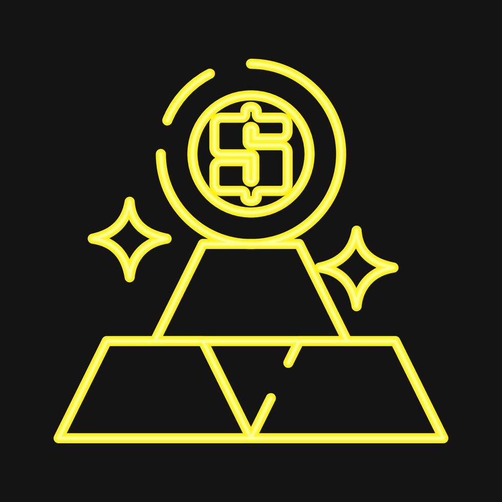 Icon gold price. Economy elements. Icon in neon style. vector