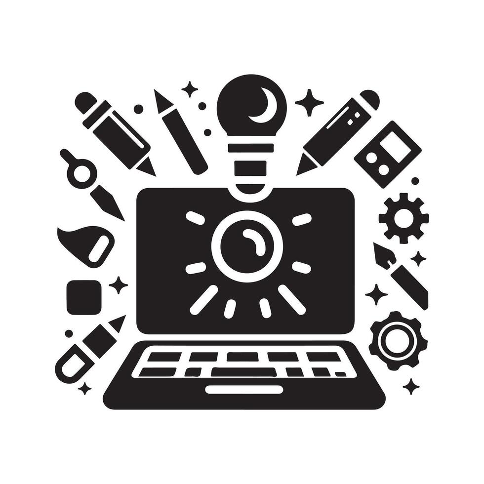 Simple Laptop Silhouette for Quick Designs vector