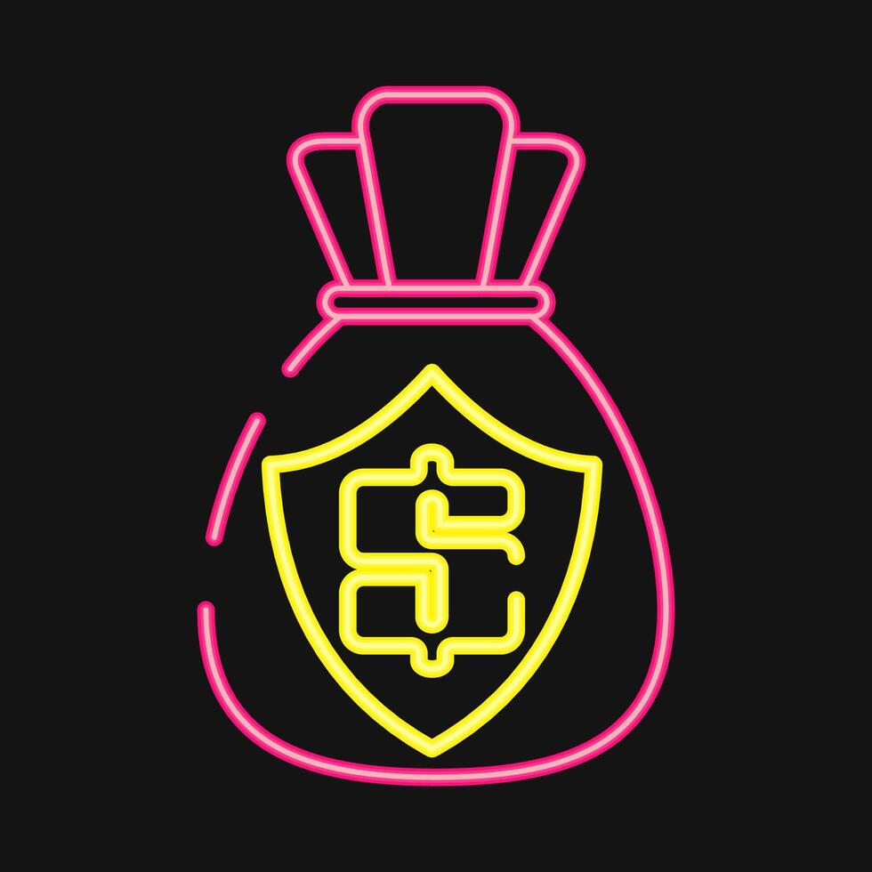 Icon insurance. Economy elements. Icon in neon style. vector