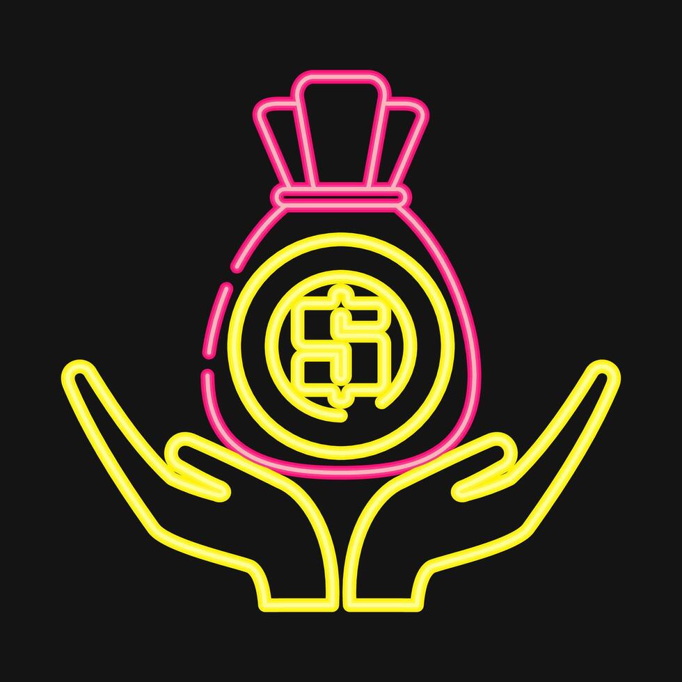 Icon investment. Economy elements. Icon in neon style. vector