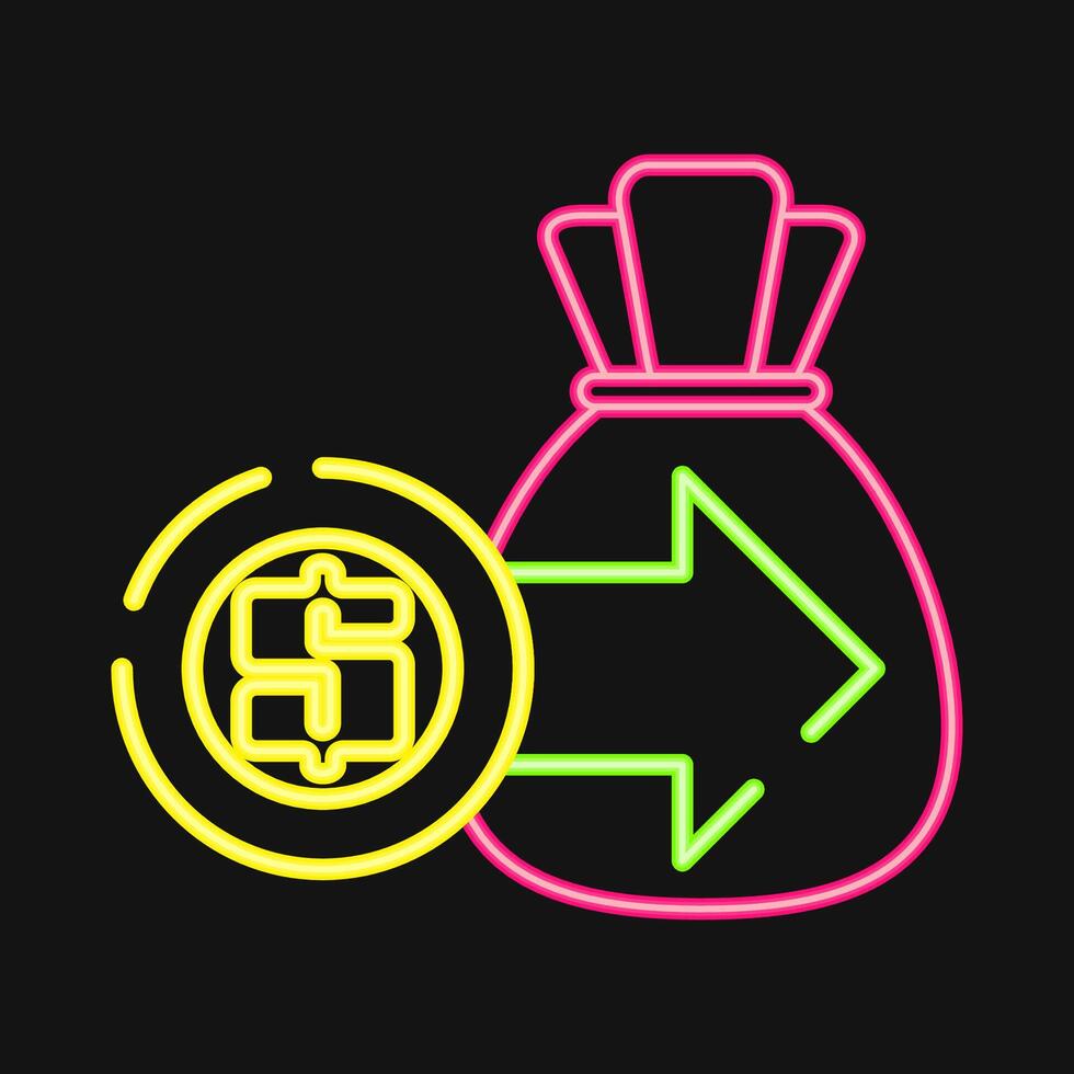 Icon income. Economy elements. Icon in neon style. vector