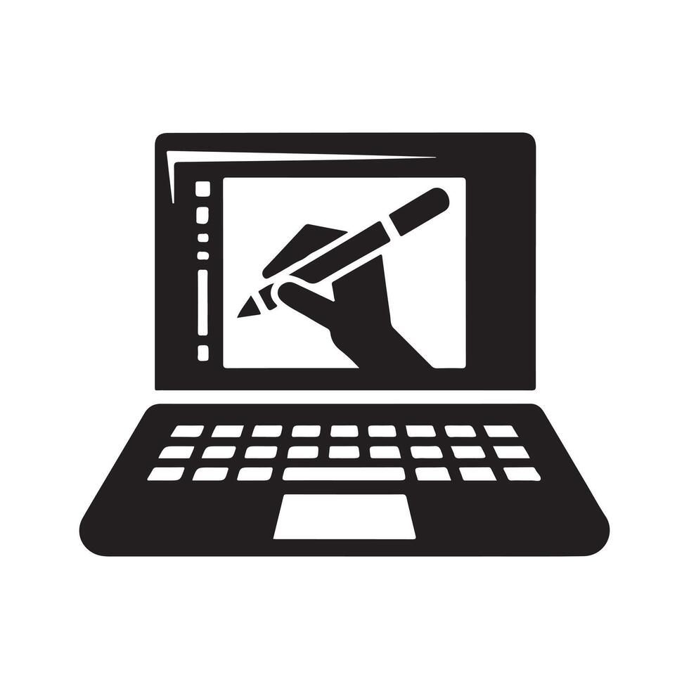 Laptop Black for Minimalist Art Projects vector