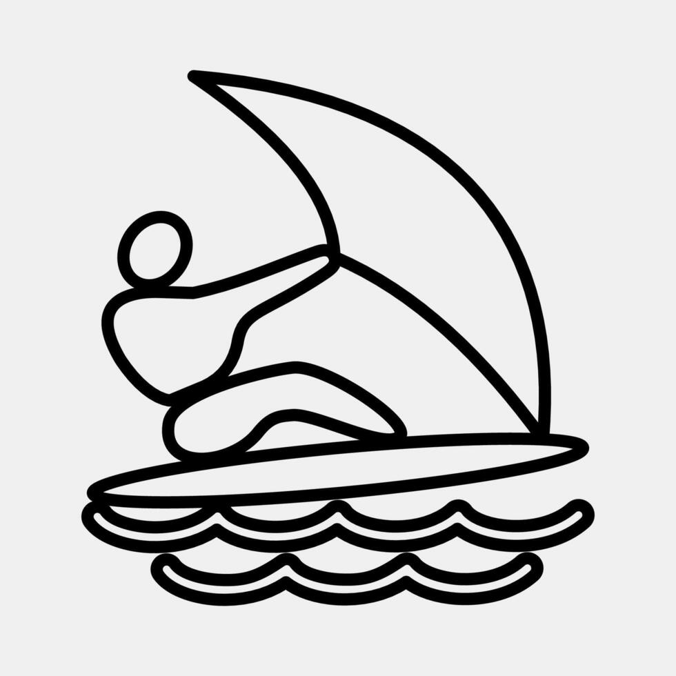 Icon wind surfing. Olympics Sports elements. Icon in line style. vector