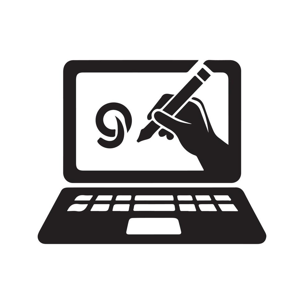 Clean Laptop Silhouette Design for Web vector