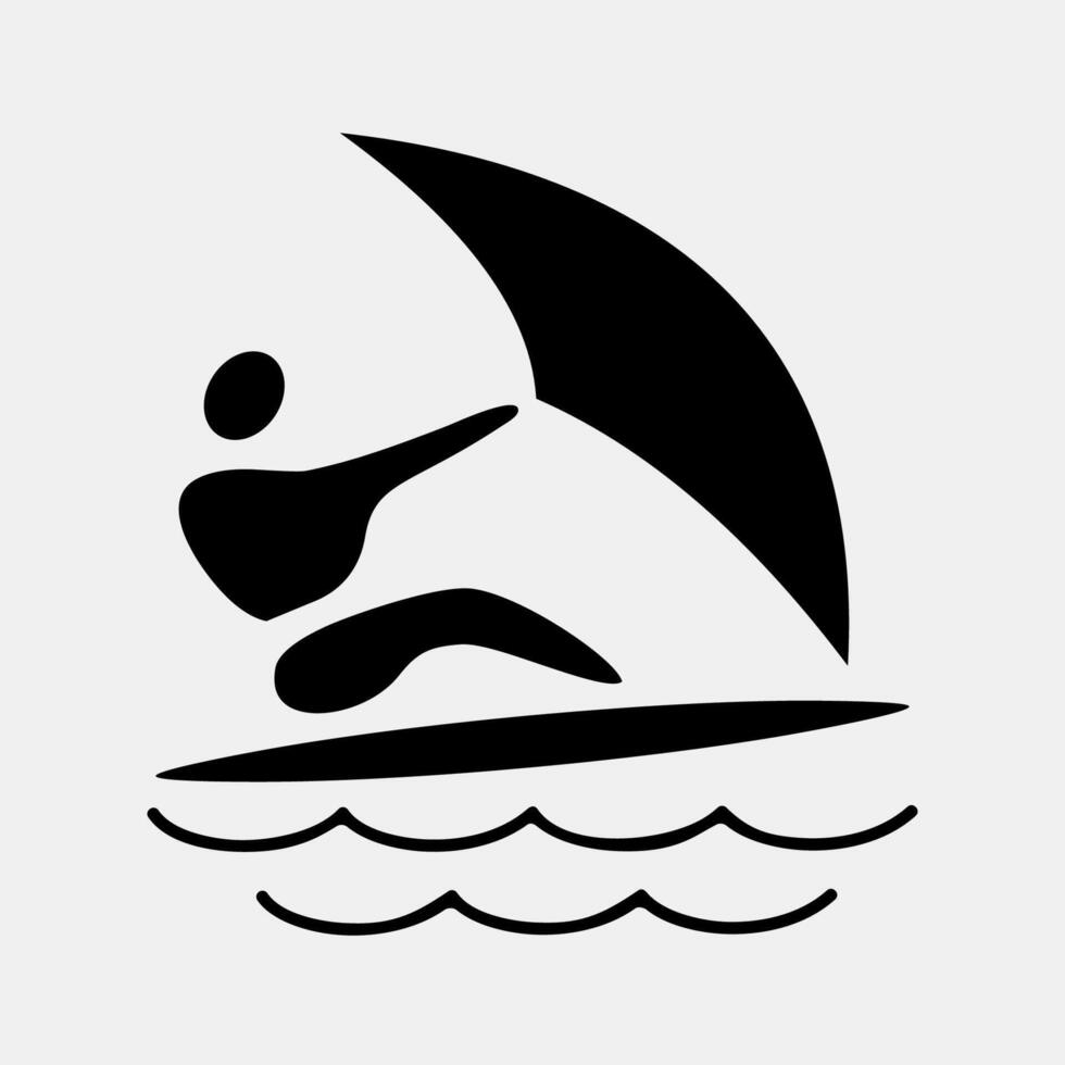 Icon wind surfing. Olympics Sports elements. Icon in glyph style. vector