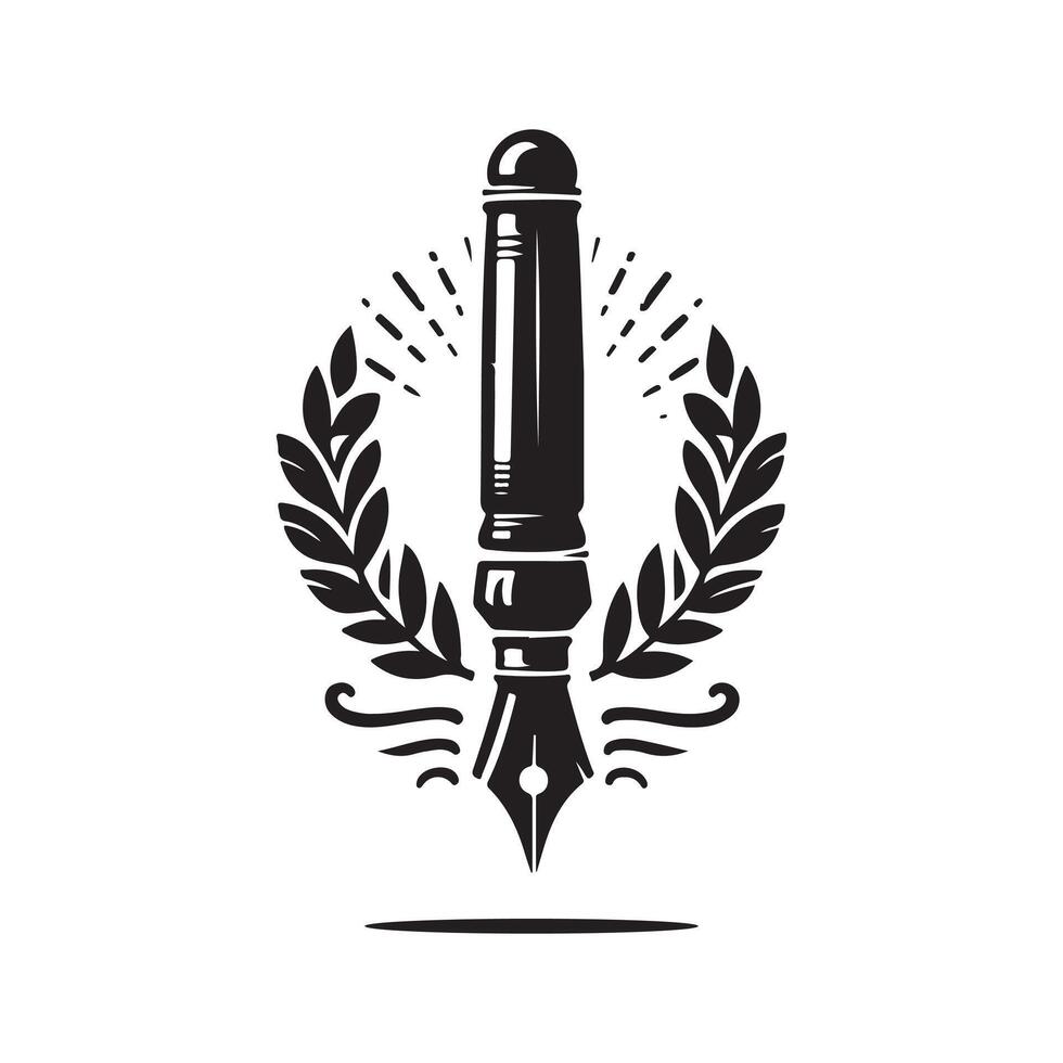 Simple Outline Pen Black Silhouette vector