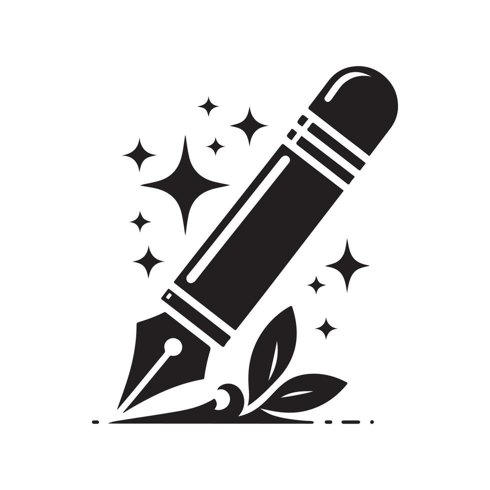 Abstract Pen Black Silhouette vector