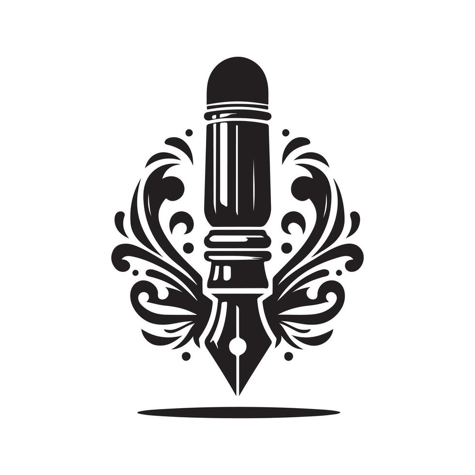 Printable Pen Black Silhouette vector