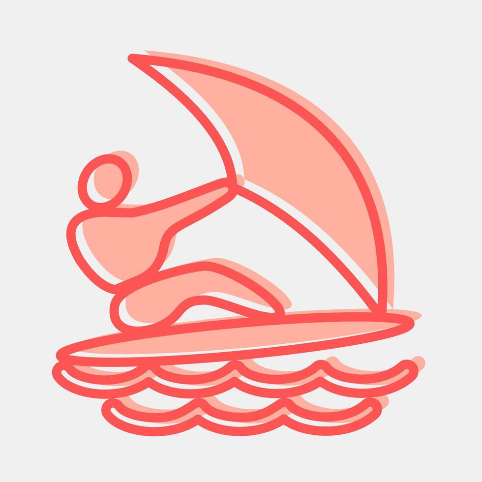 Icon wind surfing. Olympics Sports elements. Icon in two tone style. vector