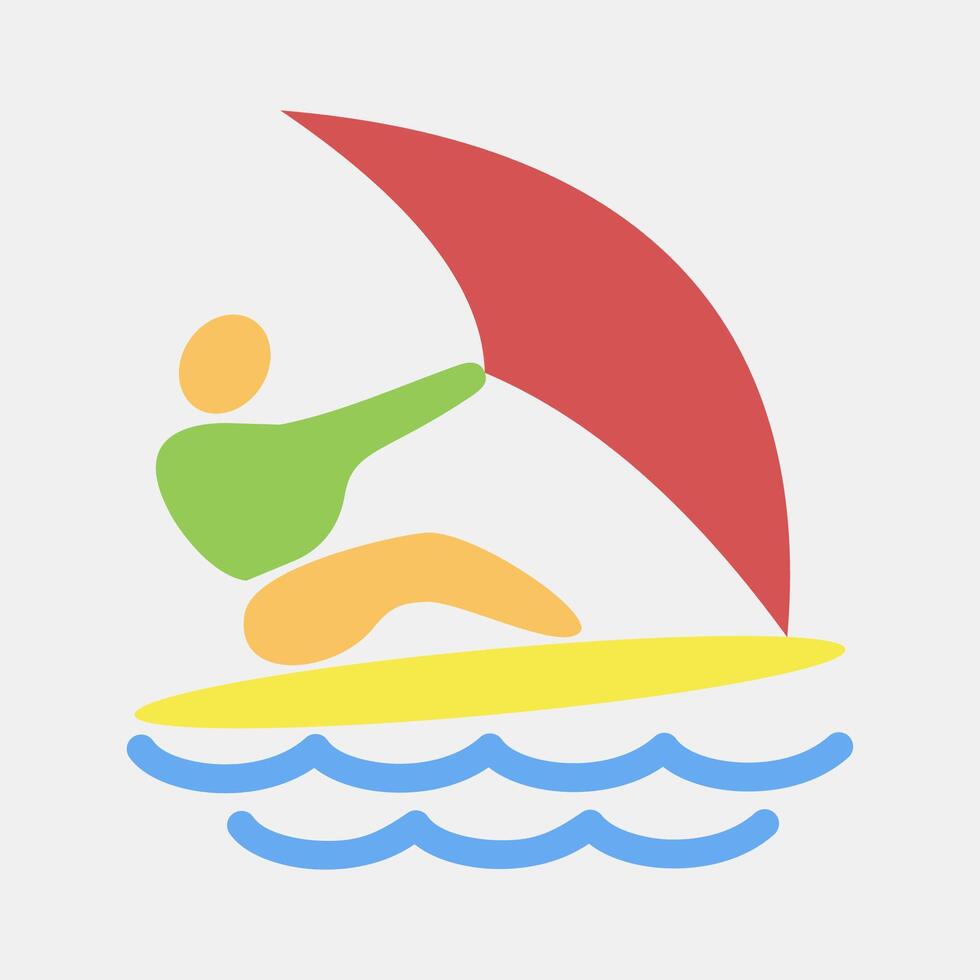 Icon wind surfing. Olympics Sports elements. Icon in flat style. vector