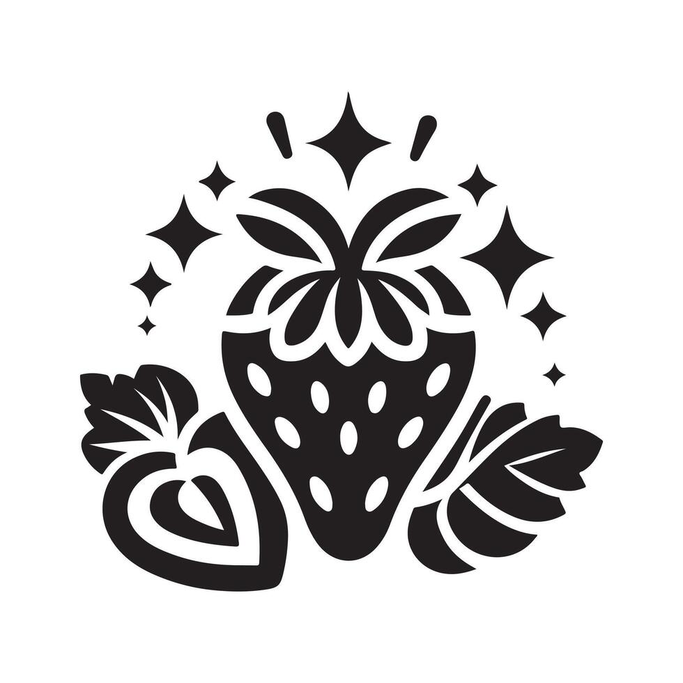 Fresh Strawberry Silhouette for Branding vector