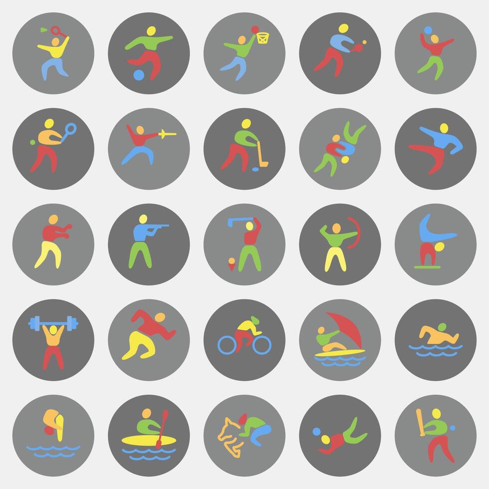 Icon set of olympic sports. Olympics Sports elements. Icon in color mate style. vector