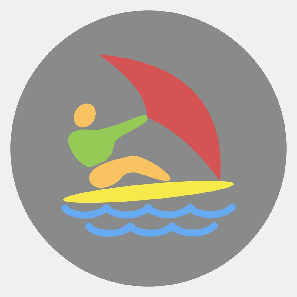 Icon wind surfing. Olympics Sports elements. Icon in color mate style. vector