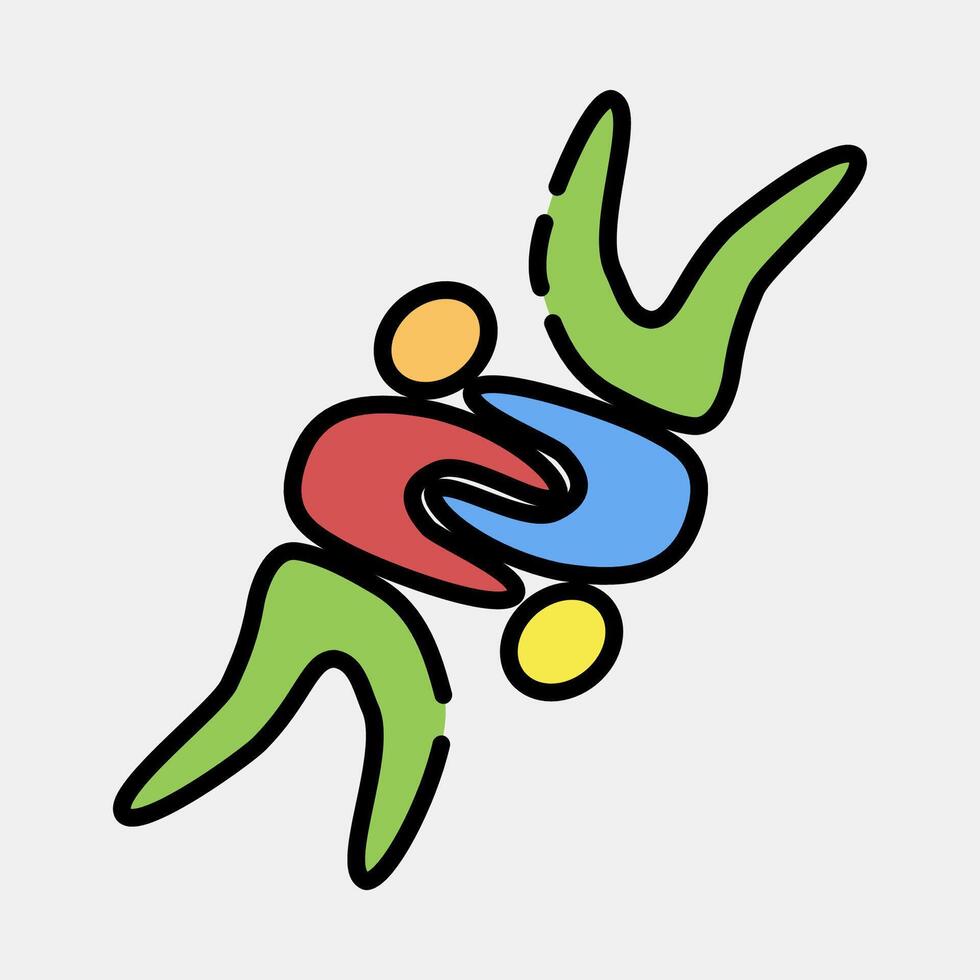 Icon wrestling. Olympics Sports elements. Icon in filled line style. vector