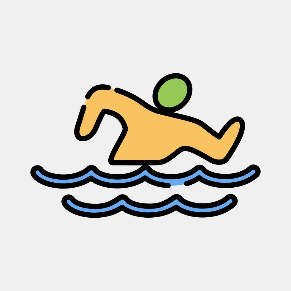 Icon swimming. Olympics Sports elements. Icon in filled line style. vector