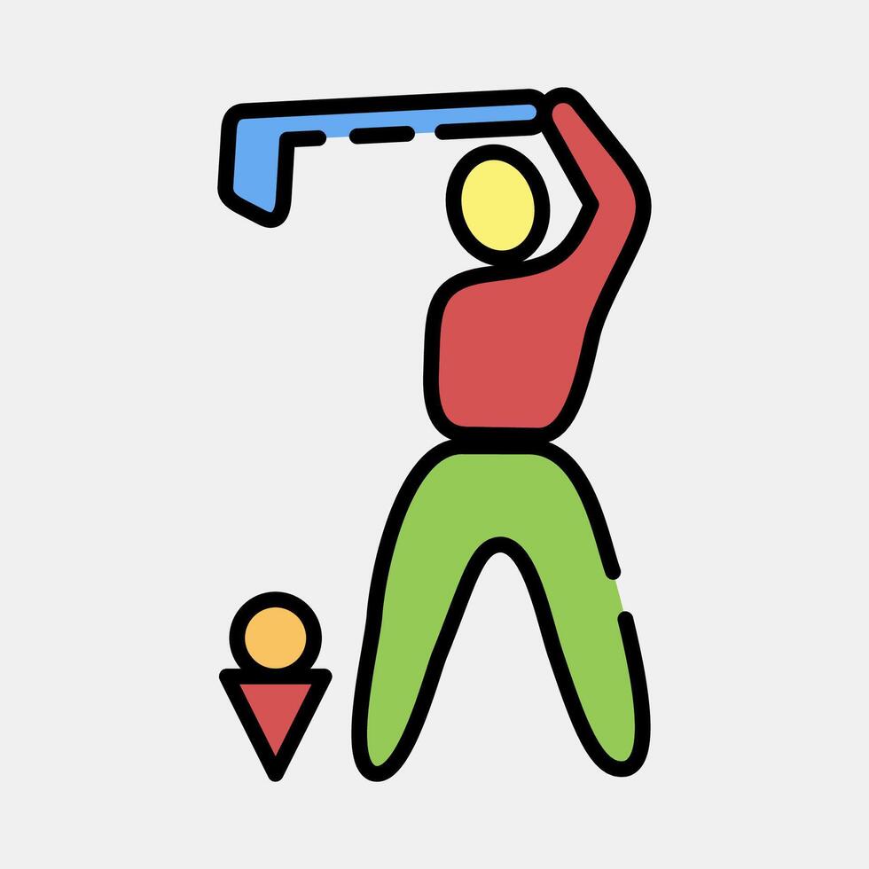 Icon golf. Olympics Sports elements. Icon in filled line style. vector