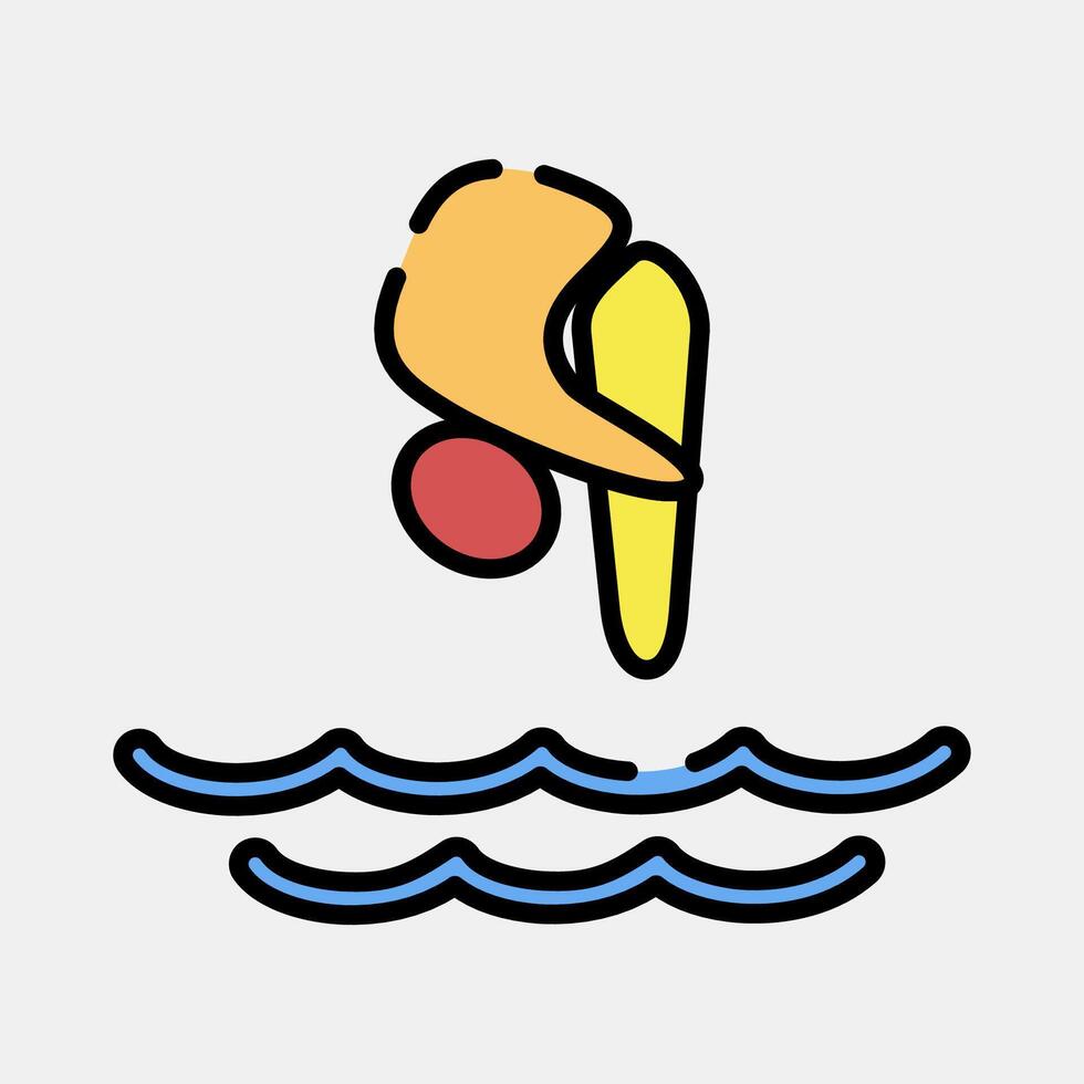 Icon diving. Olympics Sports elements. Icon in filled line style. vector