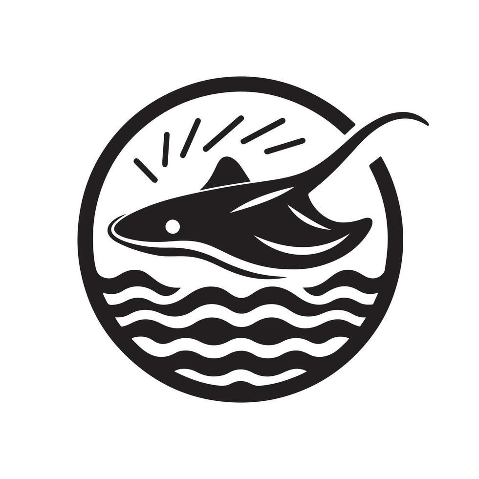 Black Stingray Art for Projects vector