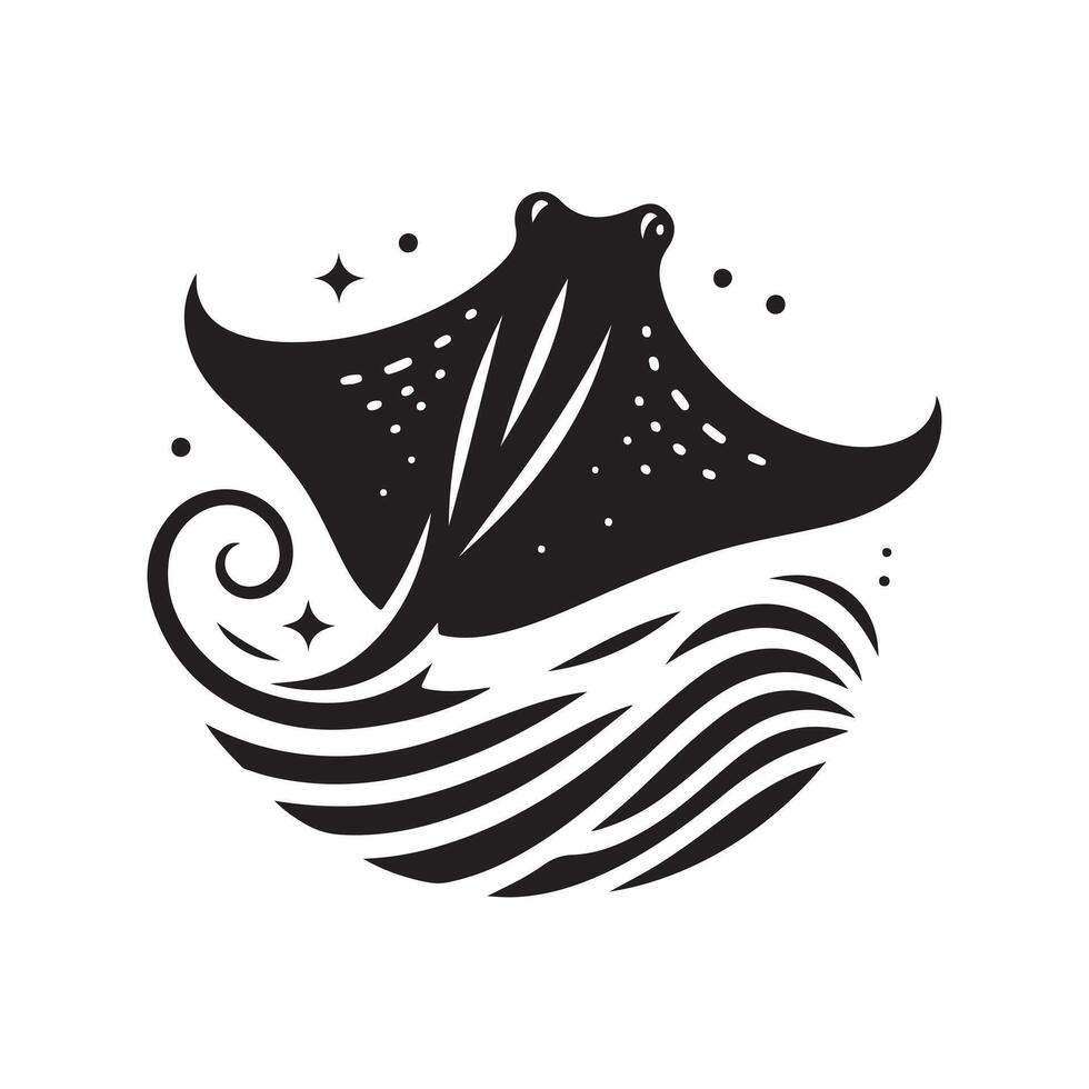 Modern Black Stingray Illustration vector