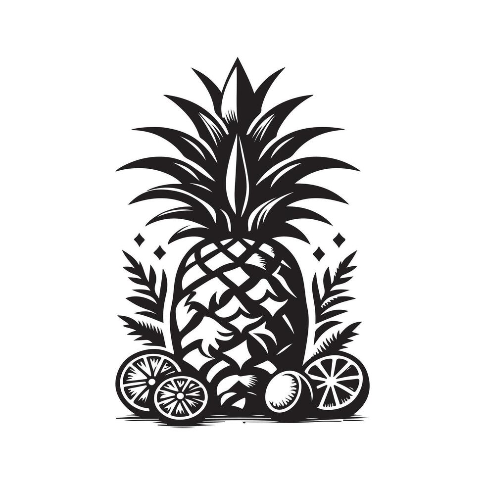Customizable Black Pineapple Design vector