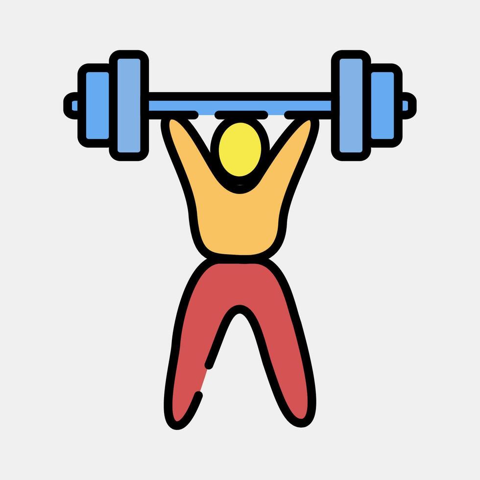 Icon weight lifting. Olympics Sports elements. Icon in filled line style. vector