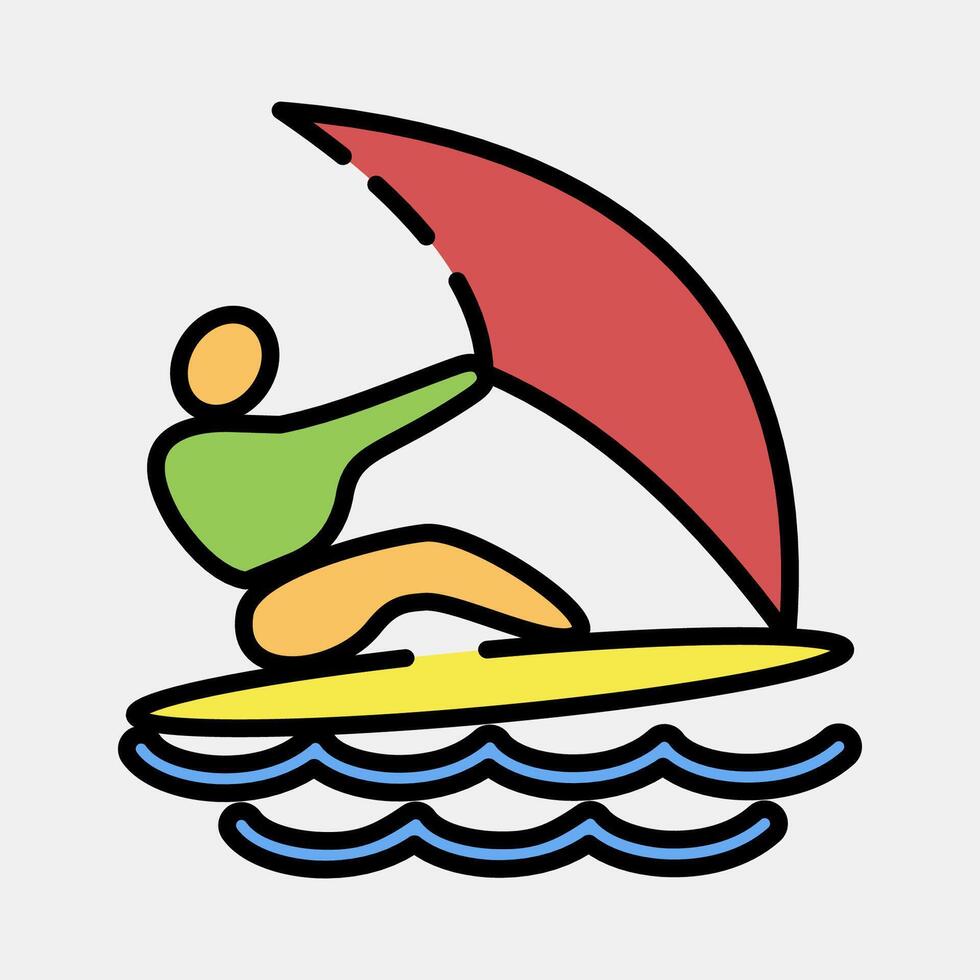 Icon wind surfing. Olympics Sports elements. Icon in filled line style. vector
