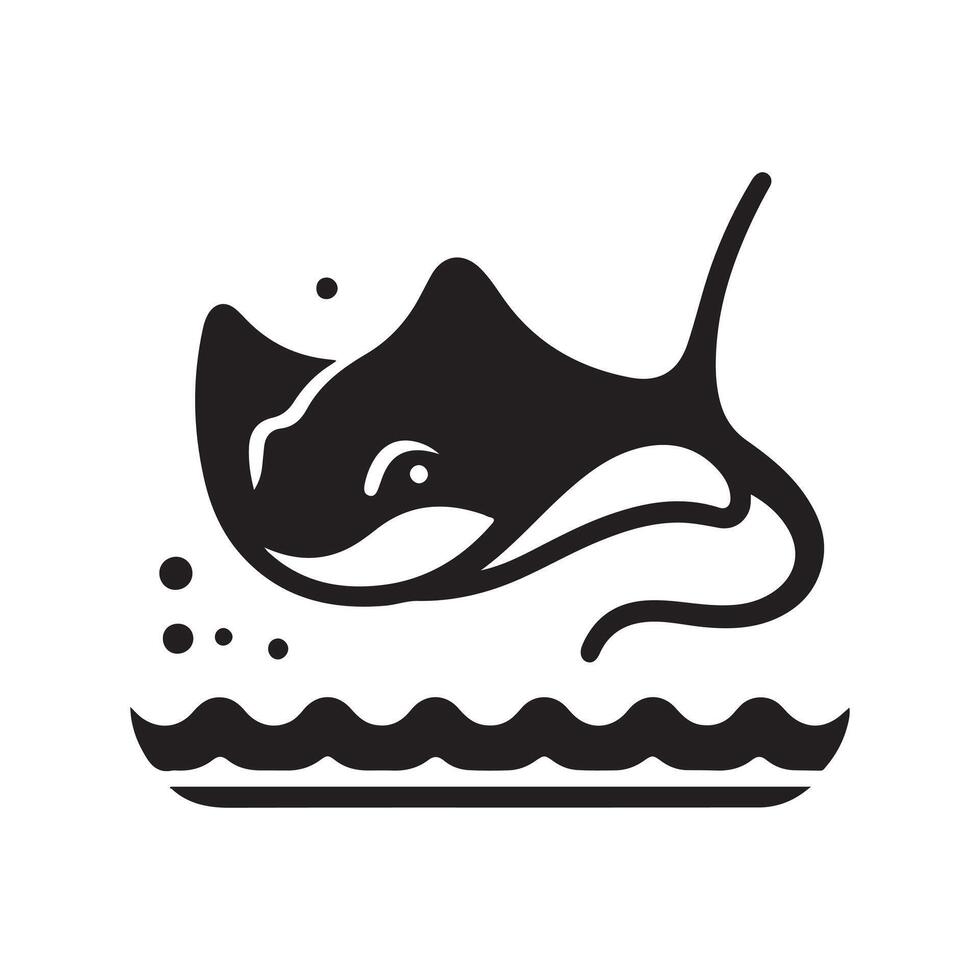Versatile Black Stingray Silhouette vector