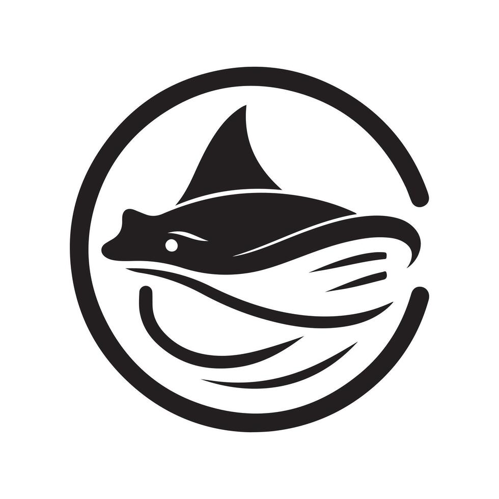 Minimalistic Stingray Black Artwork vector
