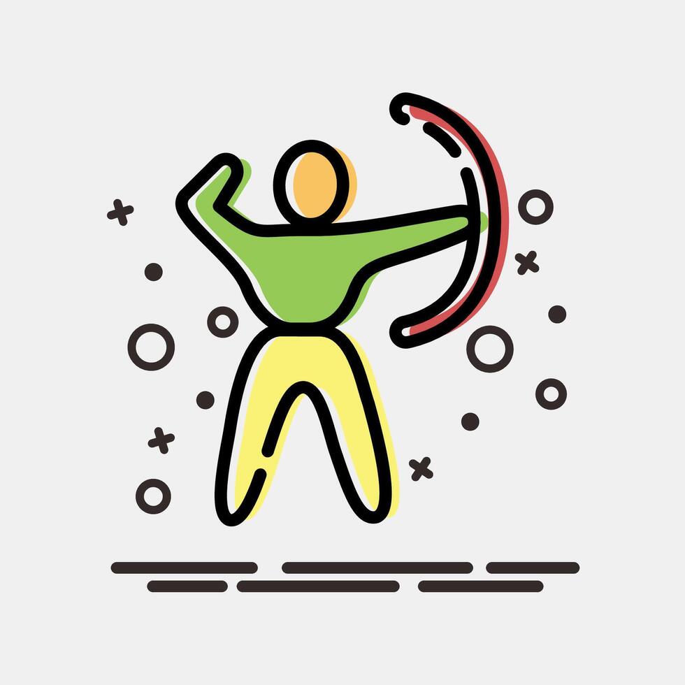 Icon archery. Olympics Sports elements. Icon in MBE style. vector