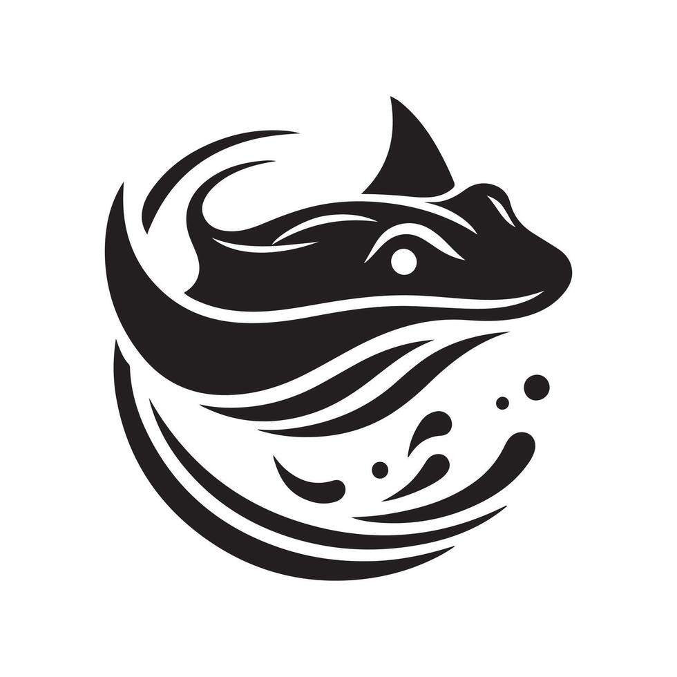 Elegant Black Stingray Silhouette vector