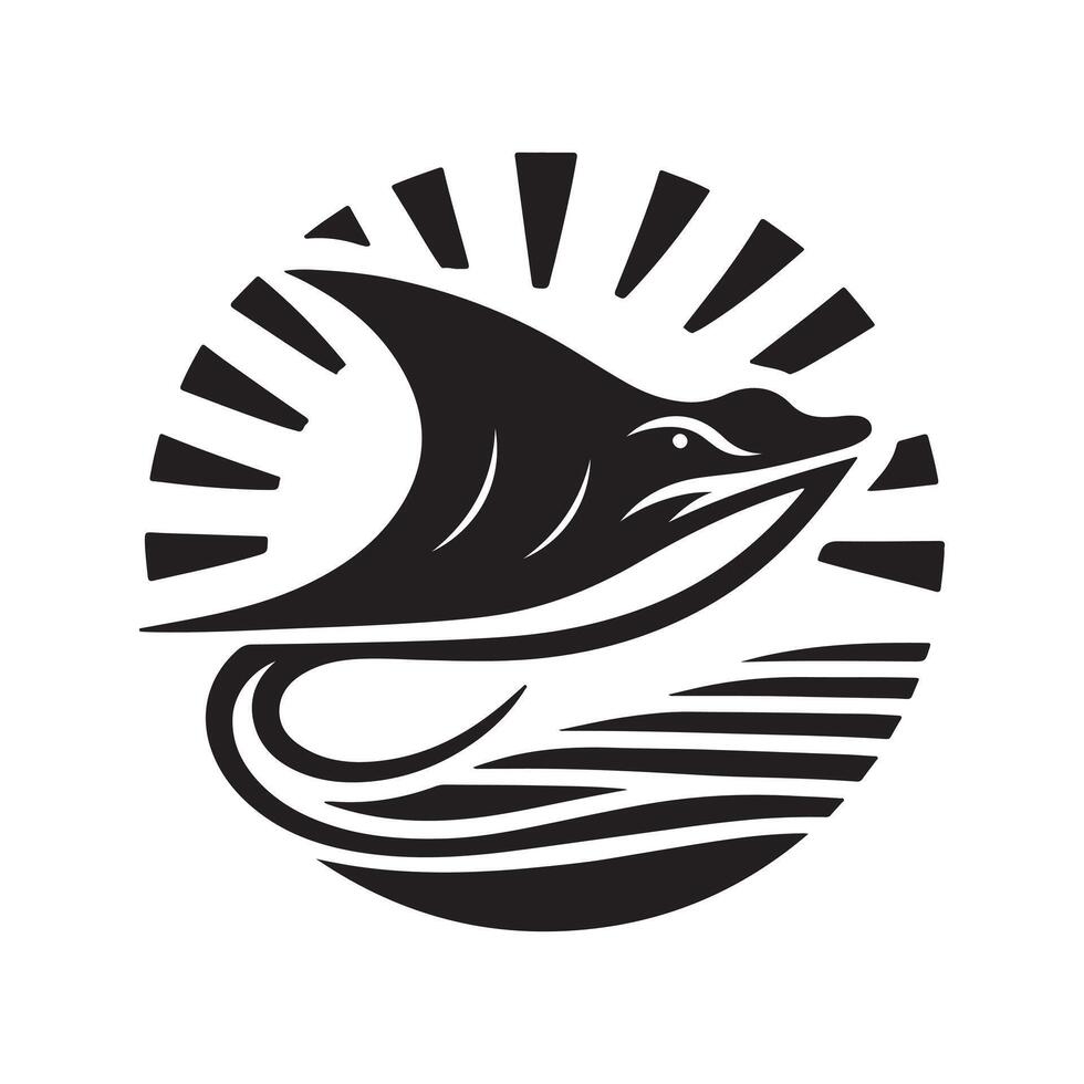 Black Stingray Design for Print vector
