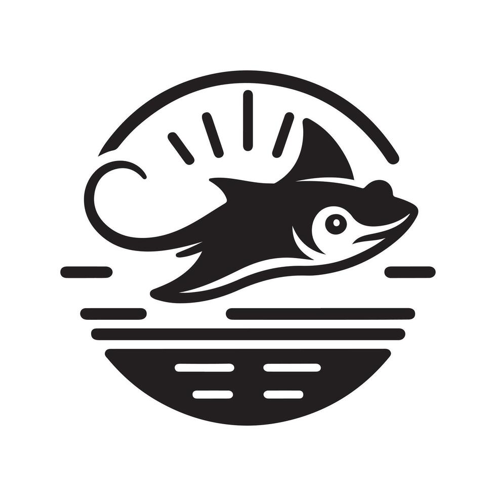 Sharp Stingray Black Silhouette Art vector