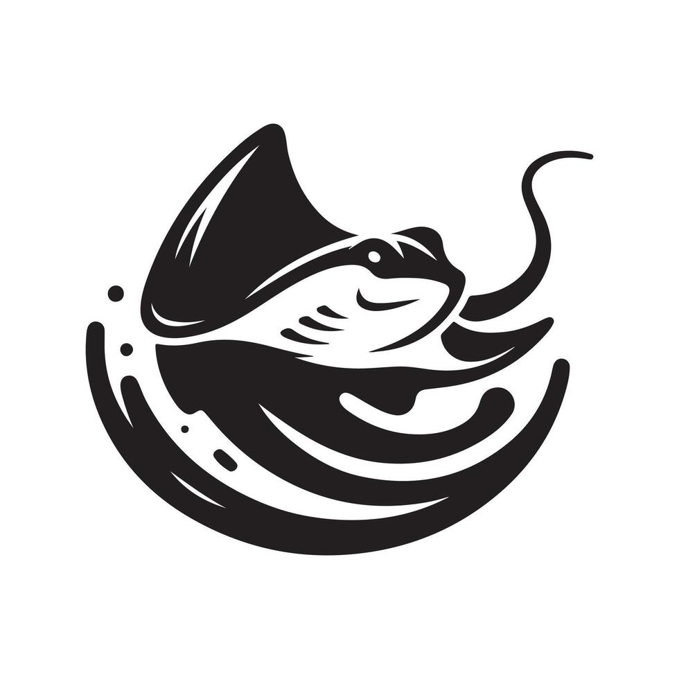 High Quality Stingray Black Silhouette vector