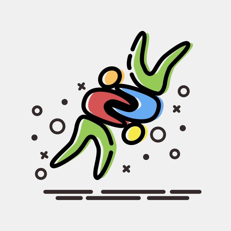 Icon wrestling. Olympics Sports elements. Icon in MBE style. vector