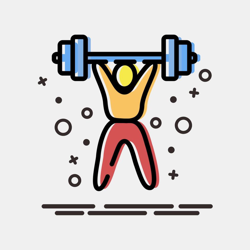 Icon weight lifting. Olympics Sports elements. Icon in MBE style. vector
