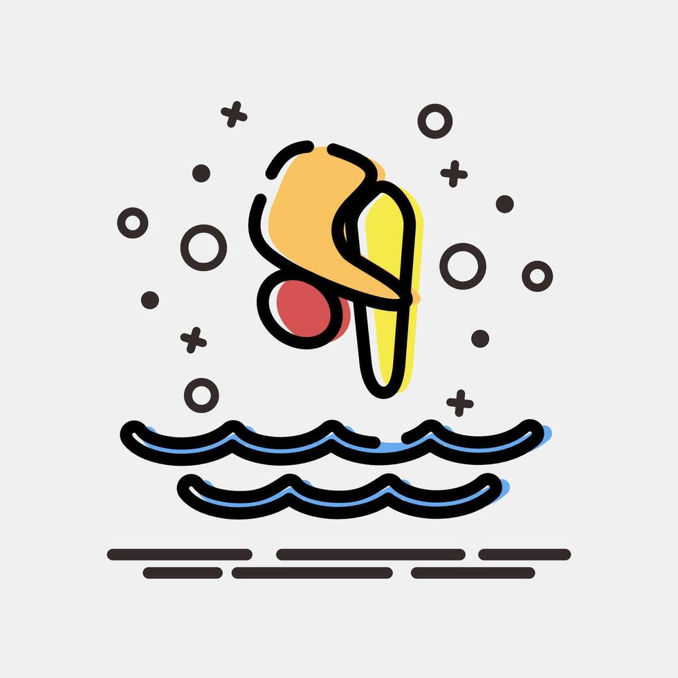 Icon diving. Olympics Sports elements. Icon in MBE style. vector
