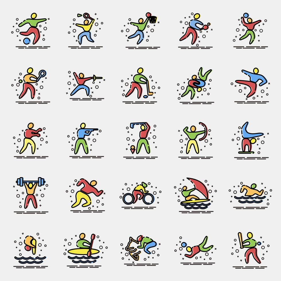 Icon set of olympic sports. Olympics Sports elements. Icon in MBE style. vector