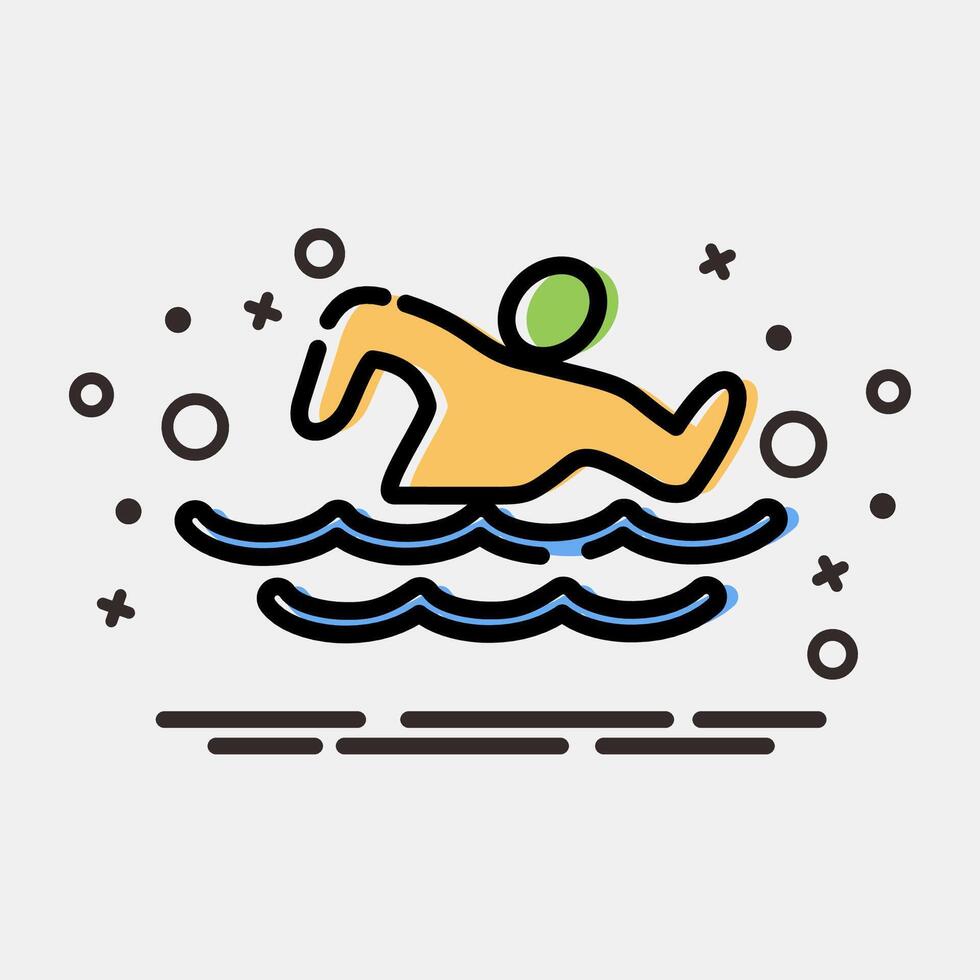 Icon swimming. Olympics Sports elements. Icon in MBE style. vector