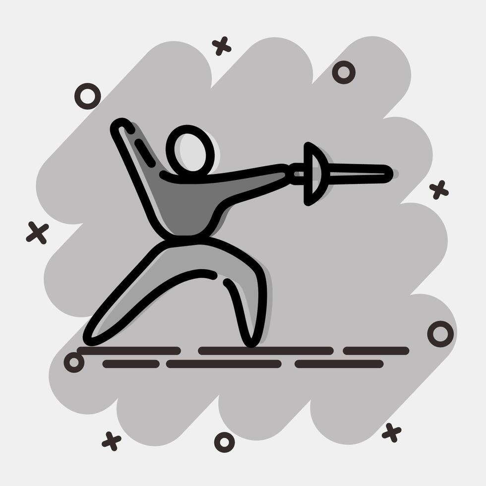 Icon fencing. Olympics Sports elements. Icon in comic style. vector