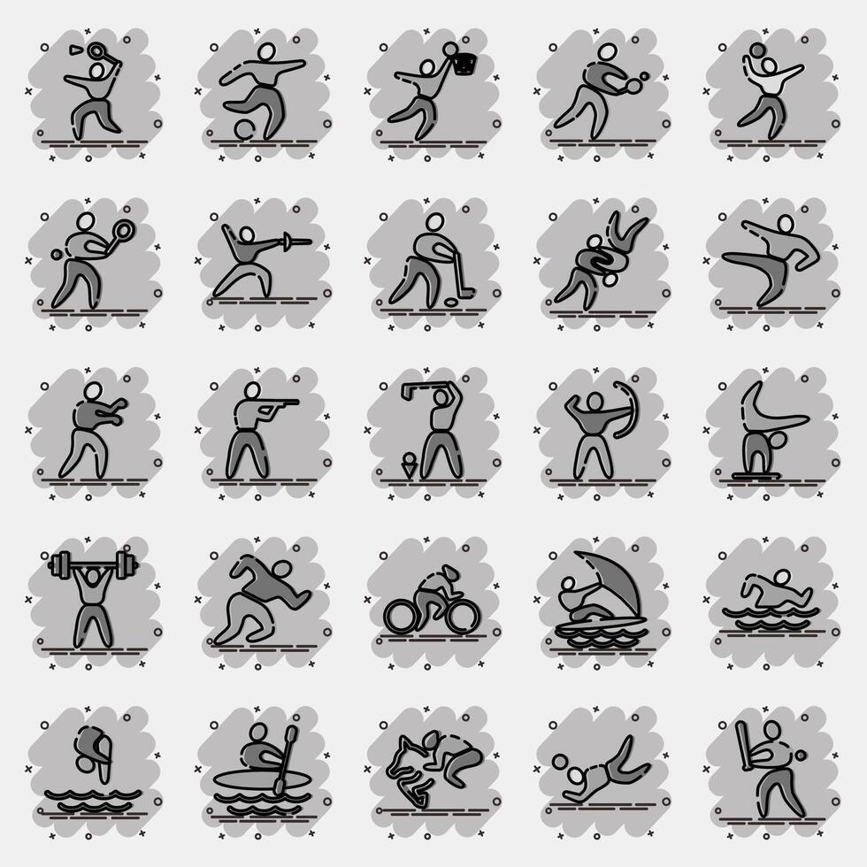 Icon set of olympic sports. Olympics Sports elements. Icon in comic style. vector