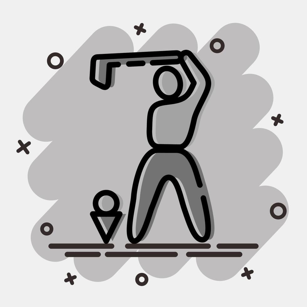 Icon golf. Olympics Sports elements. Icon in comic style. vector