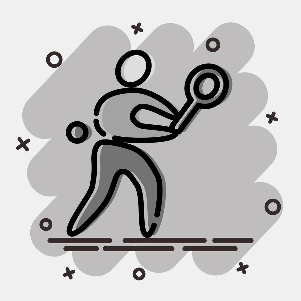 Icon tennis. Olympics Sports elements. Icon in comic style. vector