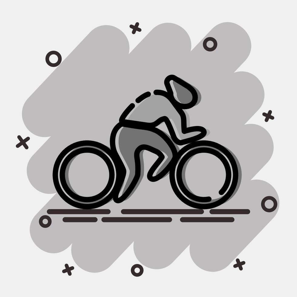 Icon bicycle. Olympics Sports elements. Icon in comic style. vector