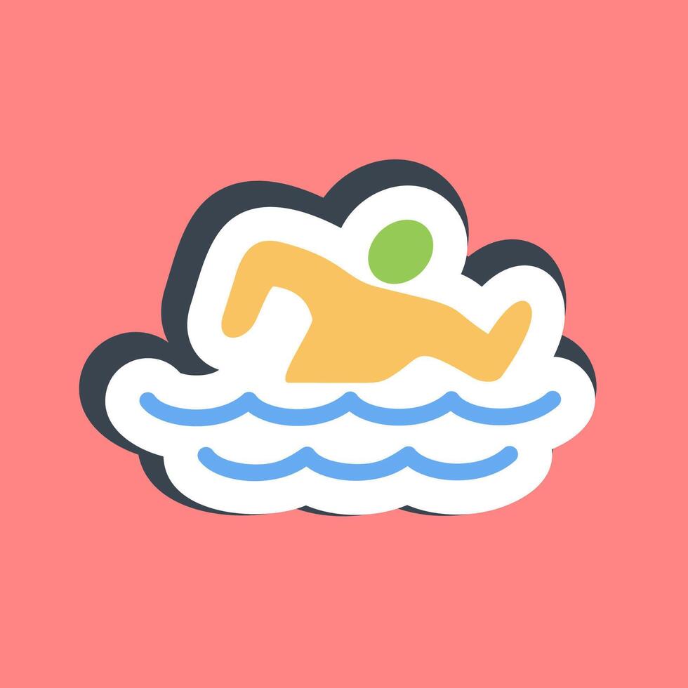 Sticker swimming. Olympics Sports elements. vector