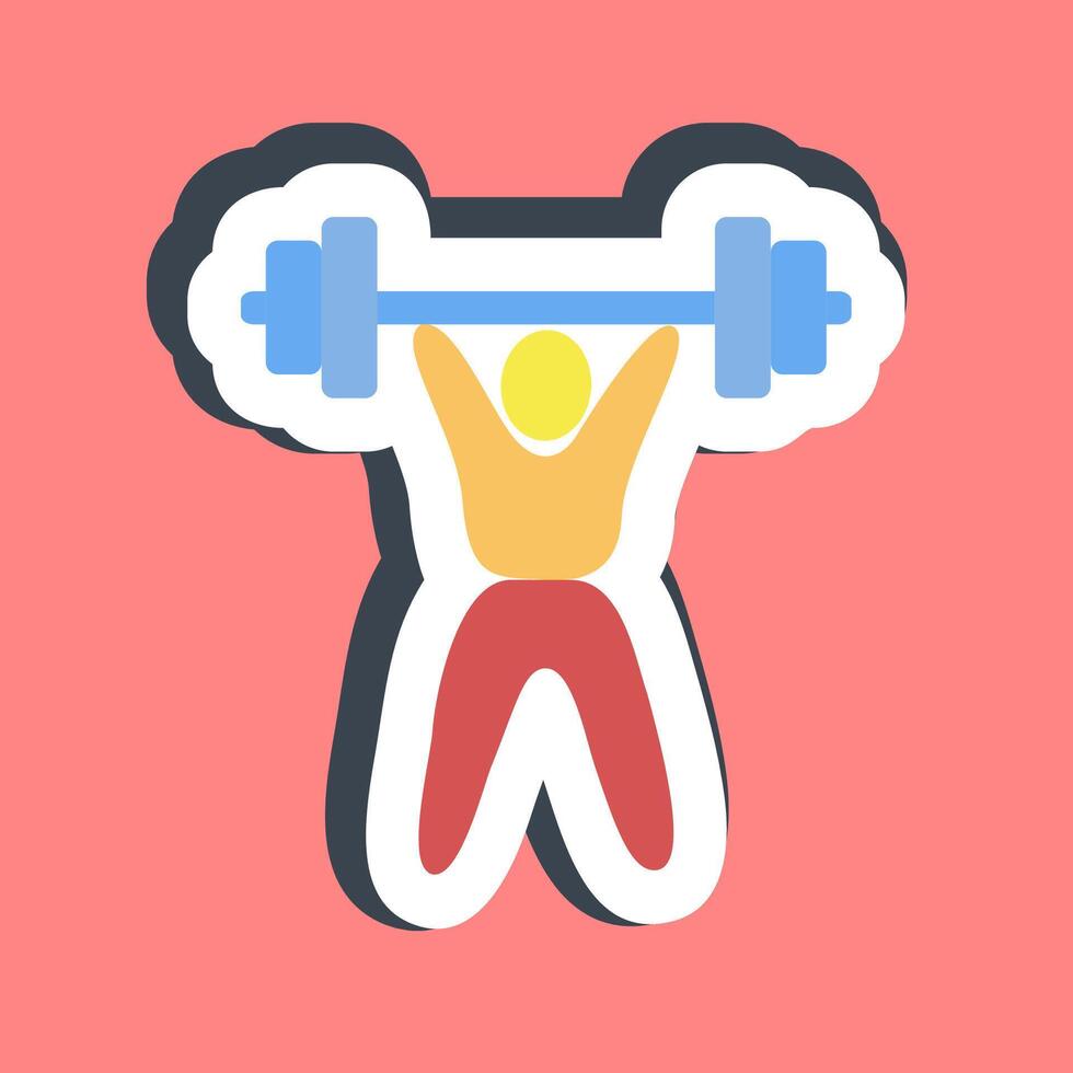 Sticker weight lifting. Olympics Sports elements. vector