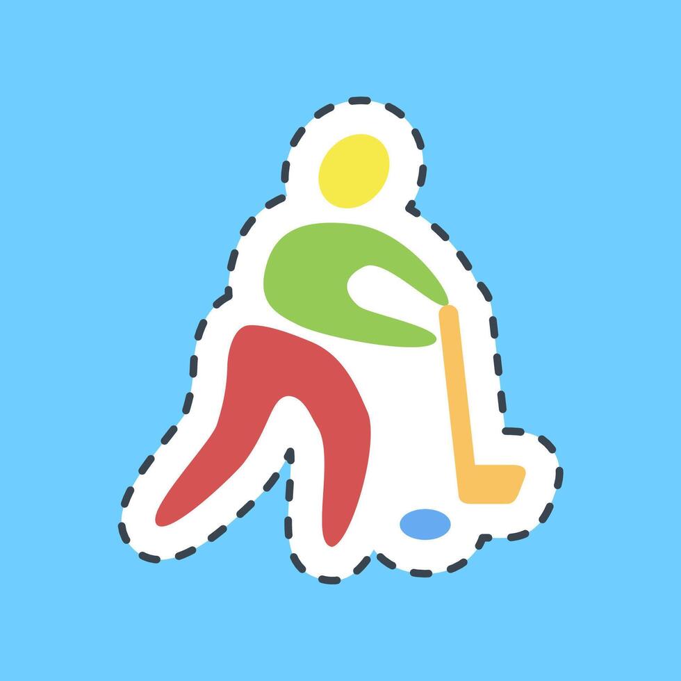 Cutting line sticker hockey. Olympics Sports elements. vector